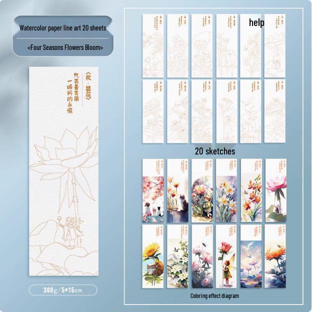 300g Watercolor Postcard Paper - Thick, Medium Rough Texture, Wood Pulp, Square, Blank Cardstock for Painting and Drawing