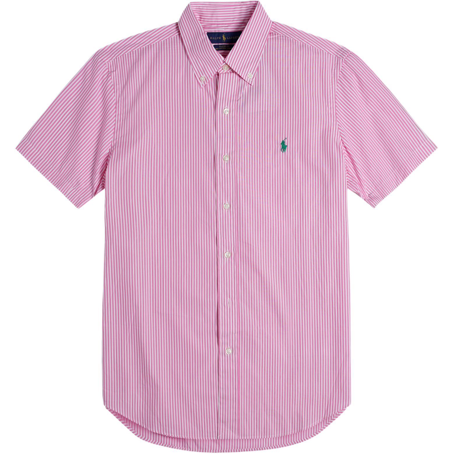 

Polo Ralph Lauren Ss24 Рубашка с коротким рукавом из хлопкового поплина в полоску с вышивкой логотипа Pony Мужские рубашки Розовый 710843662-003 M