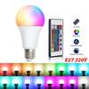 NEW 16 Colors RGB Bulb LED Multicolor Bulb E27 Base 220V Household Lighting Dimmable 24 Key Remote Control Atmosphere Neon Light