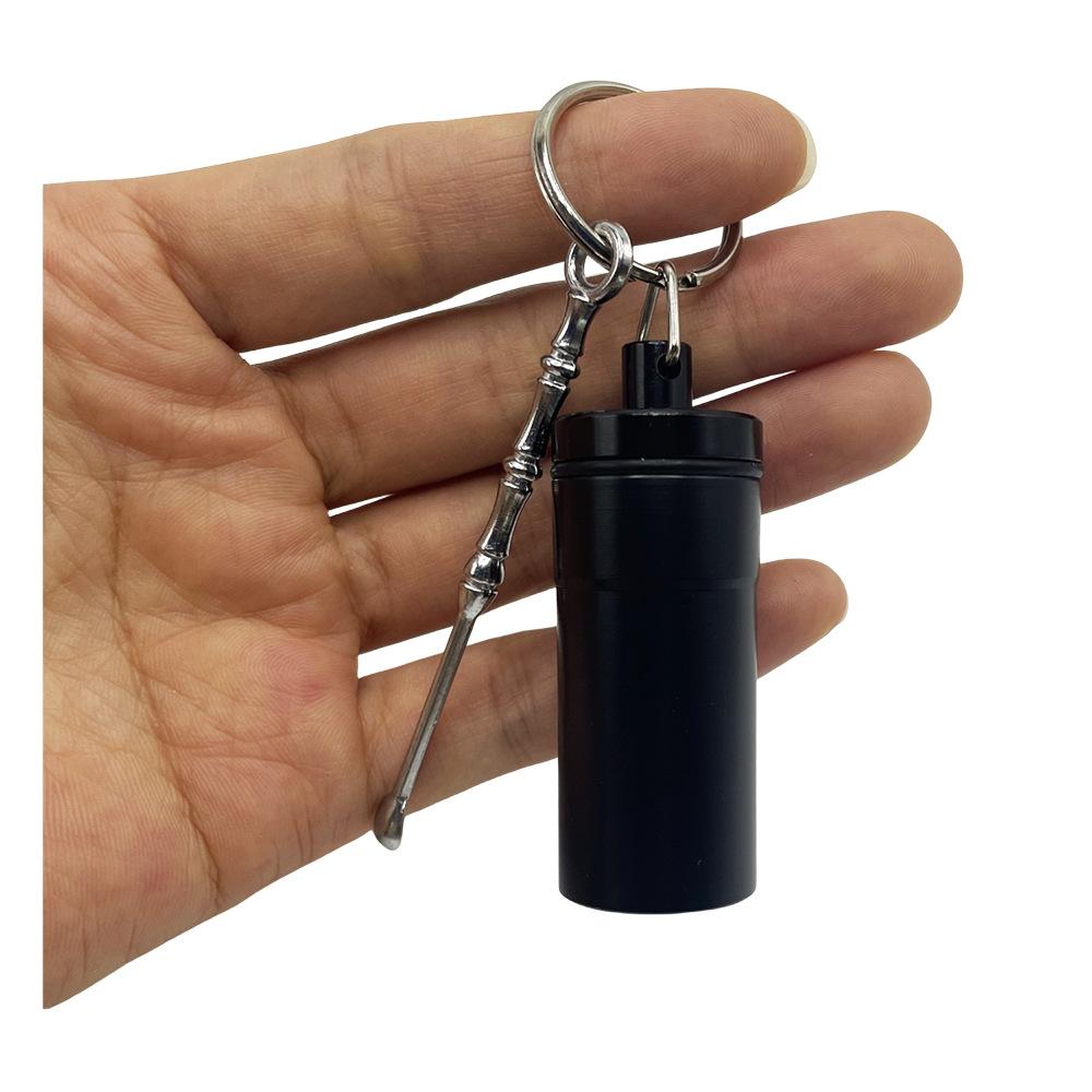 New style High Quality Medicine Box with Keychain Metal spoon Snuff bottle Aluminum Sealed Storage Portable Gifts for Men