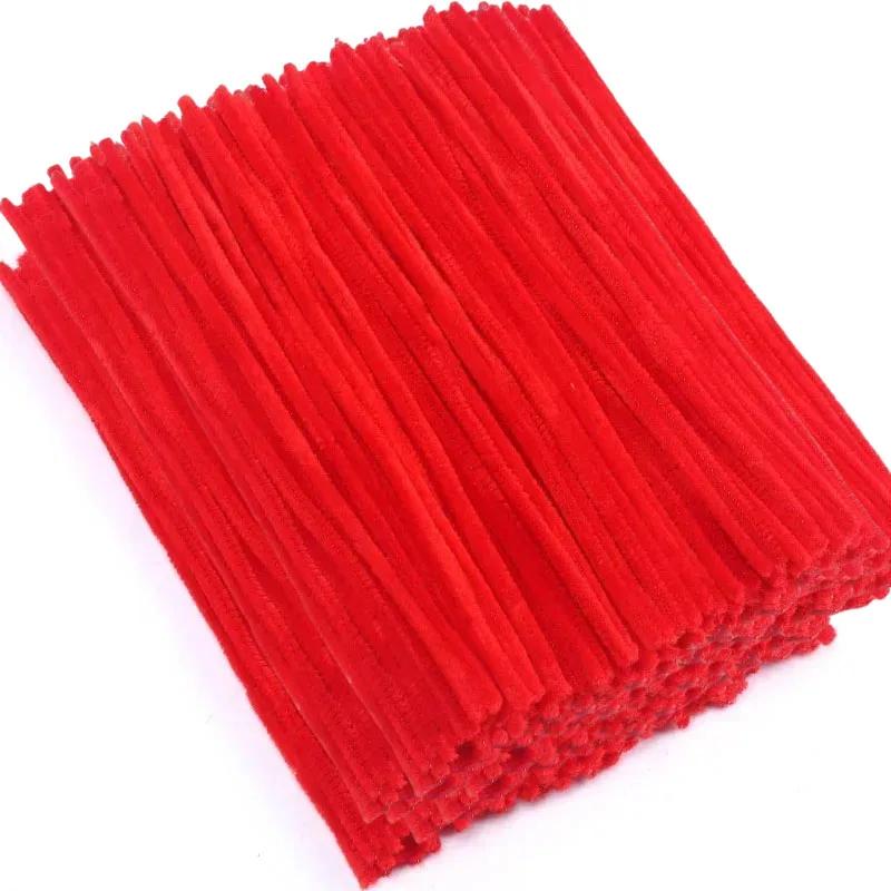 

Handmade Chenille Stem Pipe Kids DIY Creative Toys Chenille Sticks Cleaners Kindergarten Educational Material Plush Strips 100PCS красный