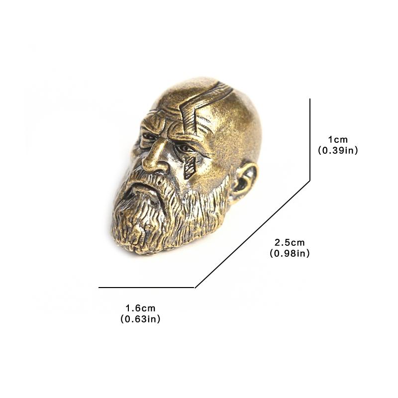 Long Bearded Spartan Warrior Brass Knife Beads EDC Outdoor DIY Paracord Woven Paracord Rope Decompression Toy Edc Accessory