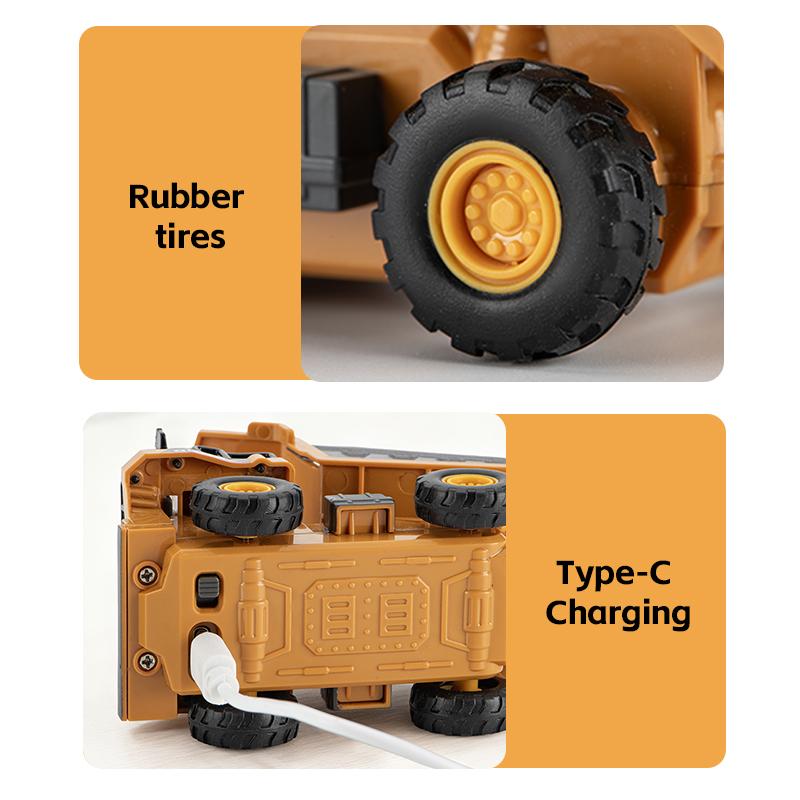 1:64 Alloy Engineering Vehicle 2.4G Mini Remote Control Dump Truck  Desktop Toys One-click Rc Carriage Lift Toys for Children