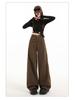 American Retro 2026 High-Waisted Wide-Leg Brown Jeans for Women