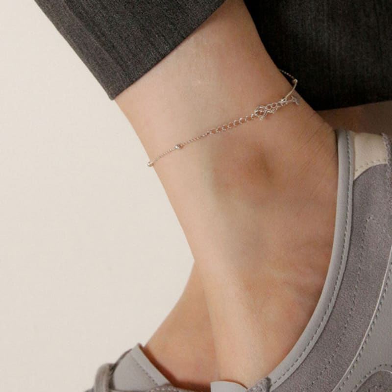 

J.Lauren Cutting Ball Chain Silver Anklet A0681 single type
