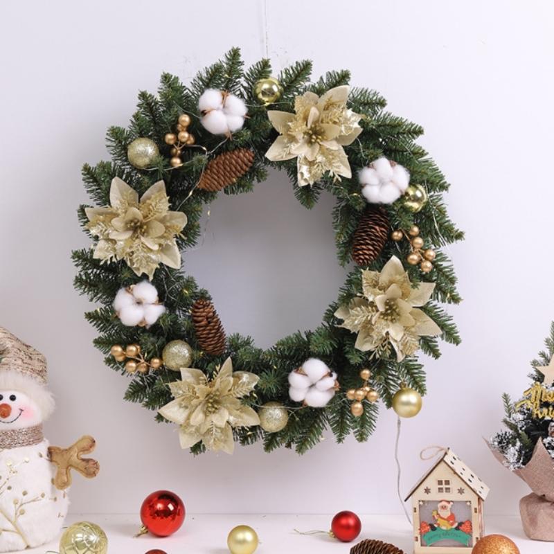 2025 Christmas Wreath Front Door Wreath Lights Vintage Farm Wreath Pine Cones Fall Thanksgiving Xmas Decor