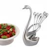 Zinc Alloy Swan Tableware Seat Spoon Fork Set Restaurant Hotel Ornament Tableware Storage Rack Cross-border Labeling