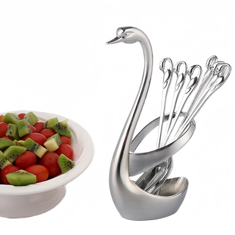Zinc Alloy Swan Tableware Seat Spoon Fork Set Restaurant Hotel Ornament Tableware Storage Rack Cross-border Labeling