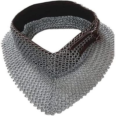 Medieval Knight Butted Chainmail Collar Mild Aluminium Armor Handmade Mantle Collar Wearable for Adult, Silver