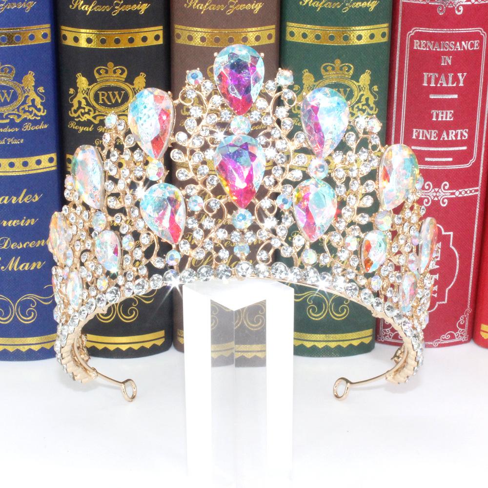 New Fashionable Alloy Rhinestone Red Green Crown Wedding Crown Bride Crown Tiaras