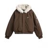 Unisex Short Winter Cotton Jacket with Thick Fur Collar Hood