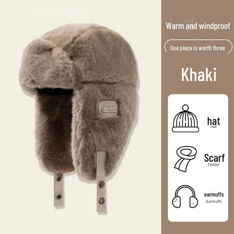 

Женская корейская ветрозащитная зимняя защита ушей и шеи с бархатной подкладкой для верховой езды One Size хаки