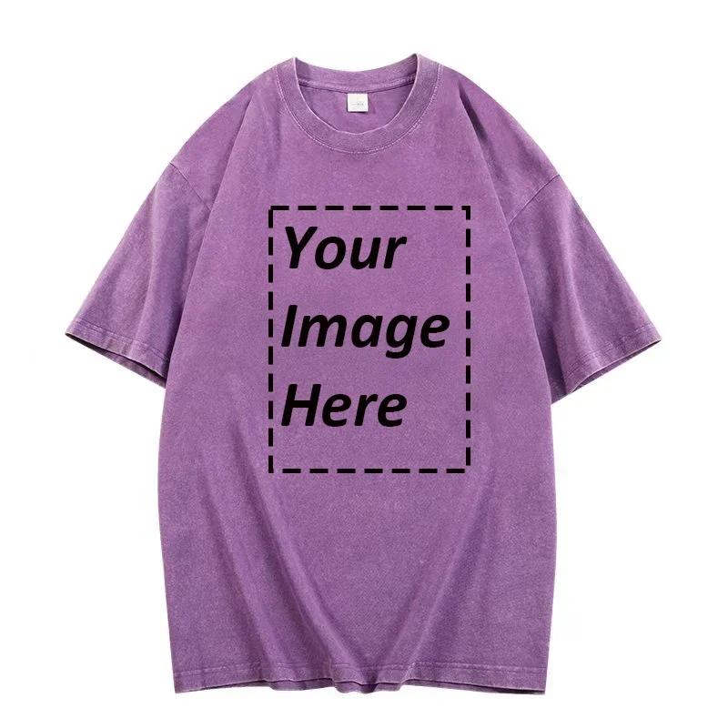 

DIY05 Heavy Men Women Washed Vintage Customized Print Oversized T-Shirts Street Punk Harajuku Cotton EU Size 3XL