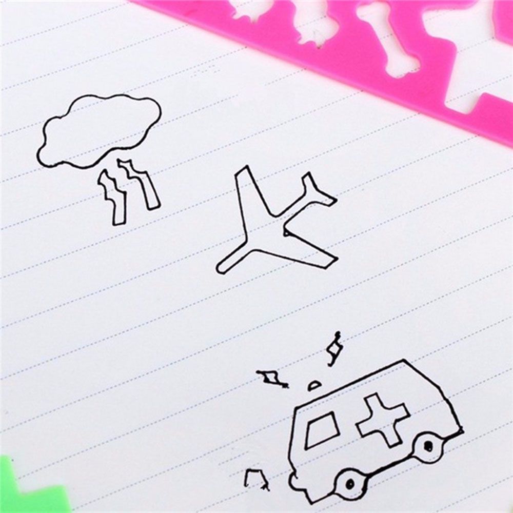 Stationery Painting Template Plastic Drawing Rulers School Painting Supplies Cartoon Spirograph