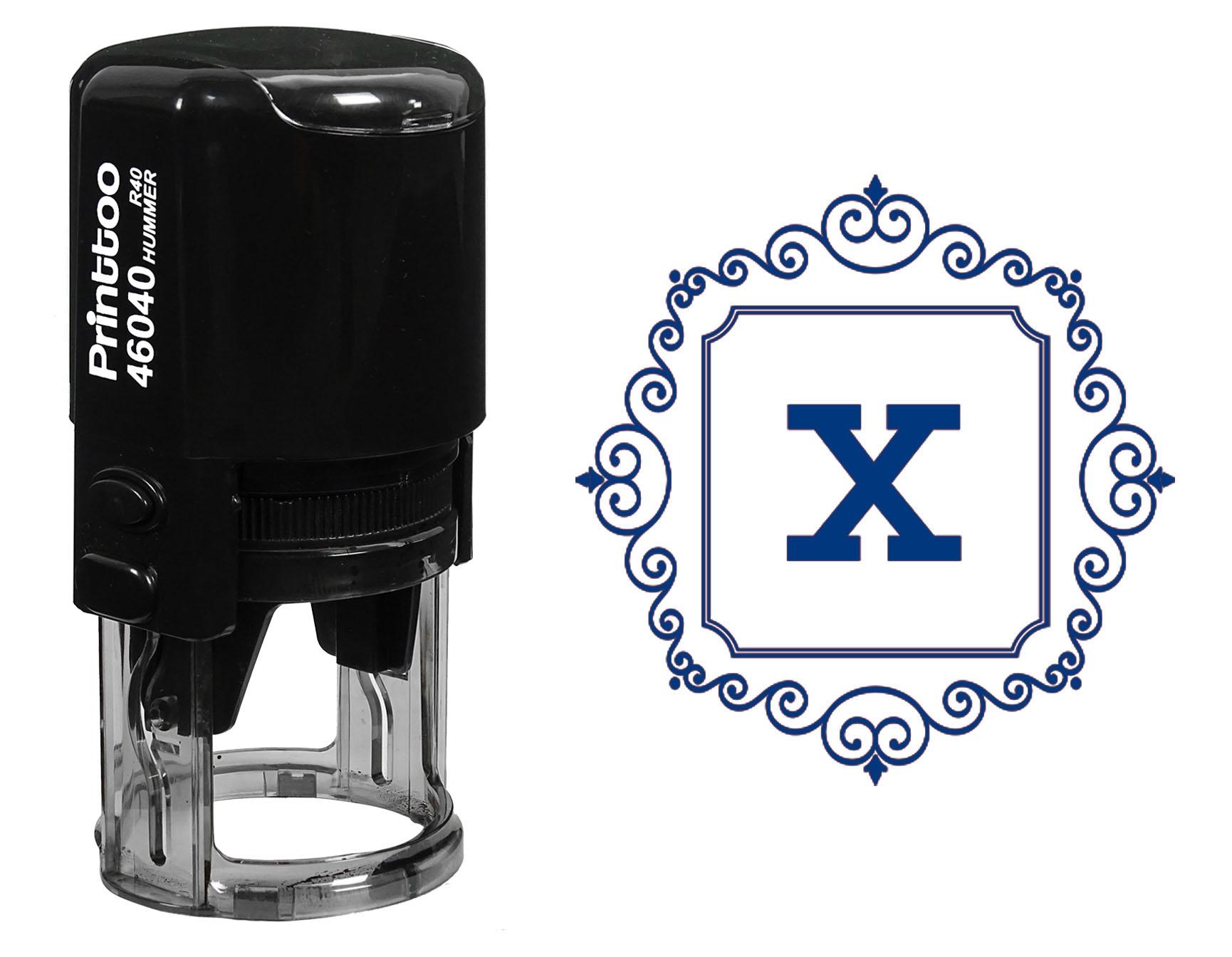 

Printtoo Square Swirl Border X Alphabet Monogram Initial R-40 Self Inking Rubber Stamp Office 30 mm Diameter (Approx) синій