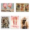 Rodeo Cowgirl In Riding A Horse We Borrow Freedom Spirit of the Wild West Graffiti Style Metal Party Designing Tin Sign Poster
