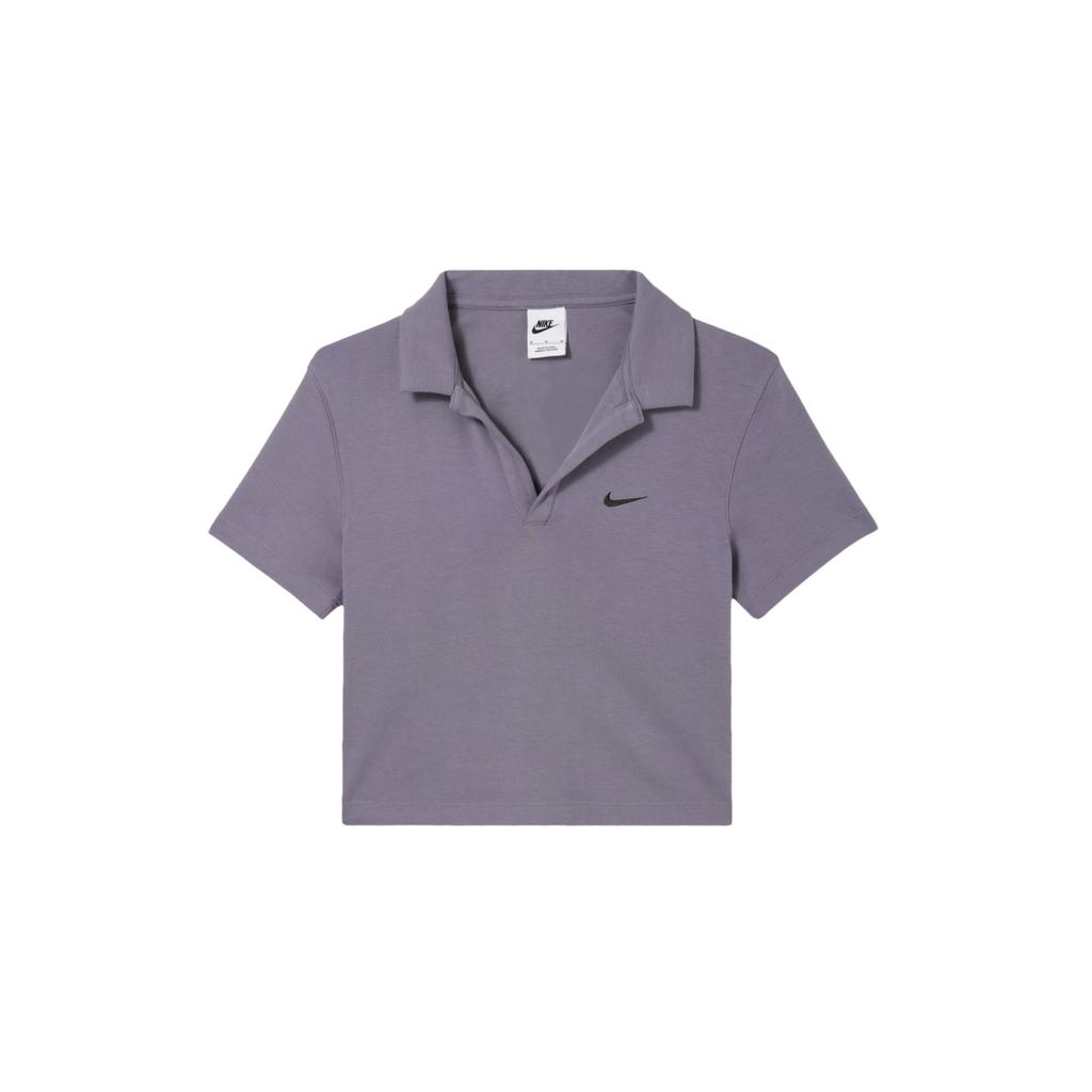 Nike Sportswear Essentials Solid Color Casual Pullover Short Sleeve Polo Women Tops Purple DV7885-509