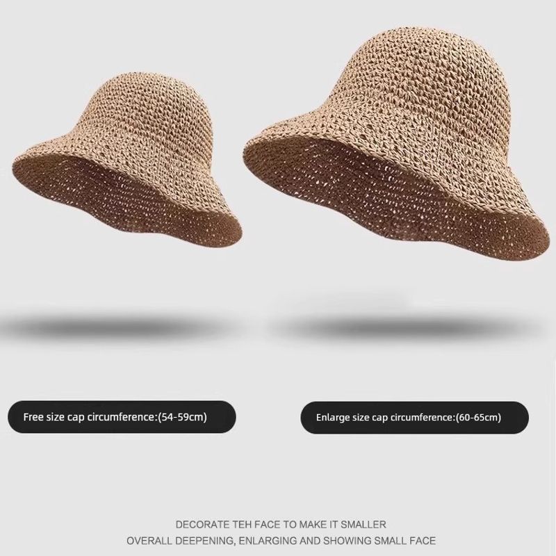 

Beach Vacation Straw Hat Fisherman Hat Women s 2025 New Arrival Cut Out Breathable Summer Outing Sun Protection Sun Hat Khaki Free size (54-59cm)