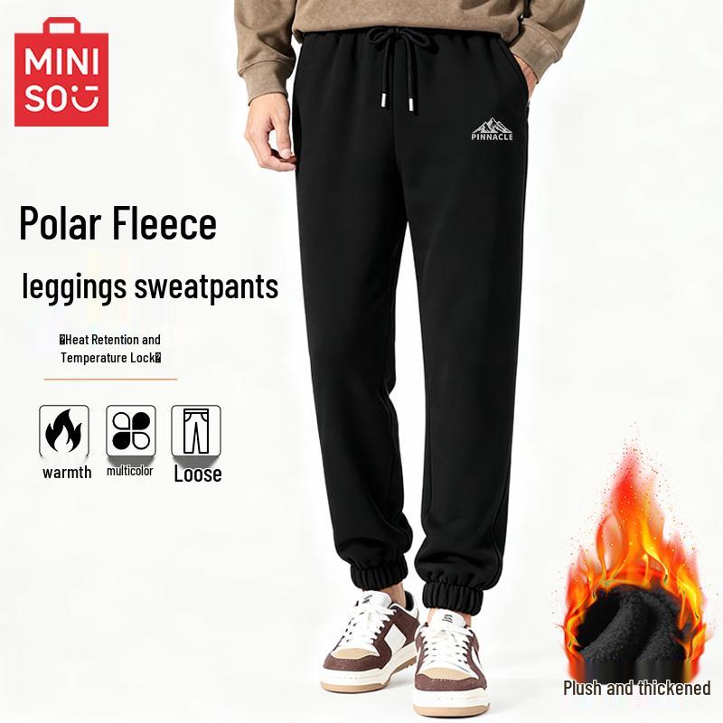 

MINISO Men s Fleece-Lined Winter Casual Joggers M