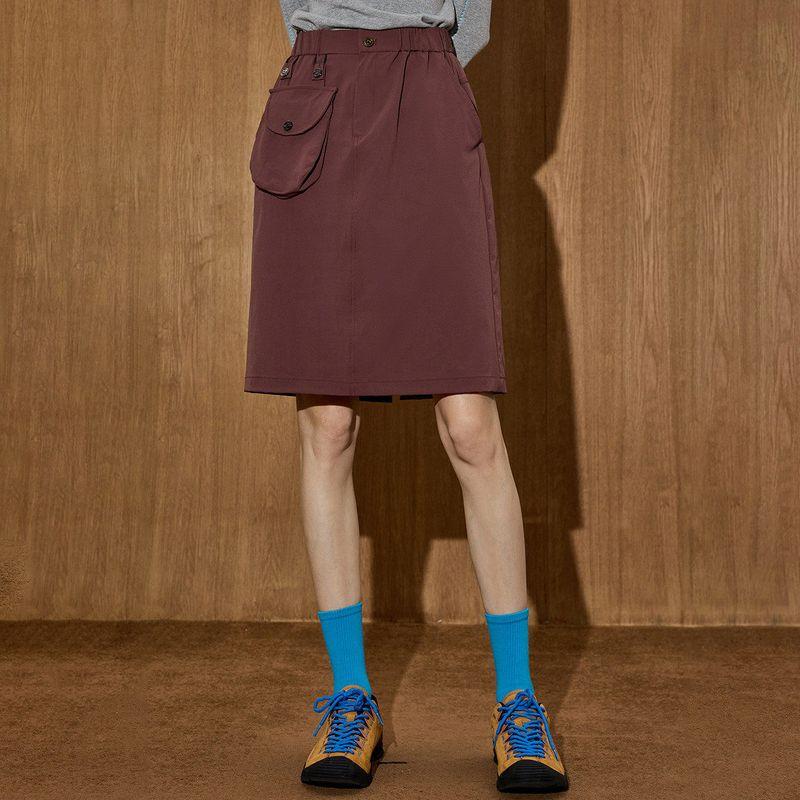 Coolhut Workwear Style Straight-Leg Coffee-Colored New Women's Design High-Waisted Slimming Casual Skirt