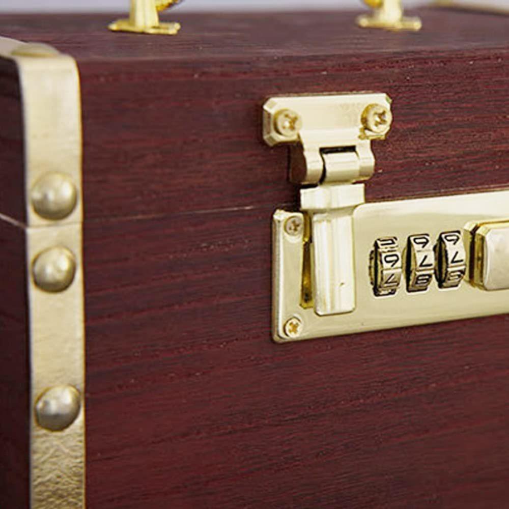 S Kódovým zámkem Prasátko Organizér Nádoba na peníze Dřevěná Truhla s pokladem Krabička Krabička na spoření peněz