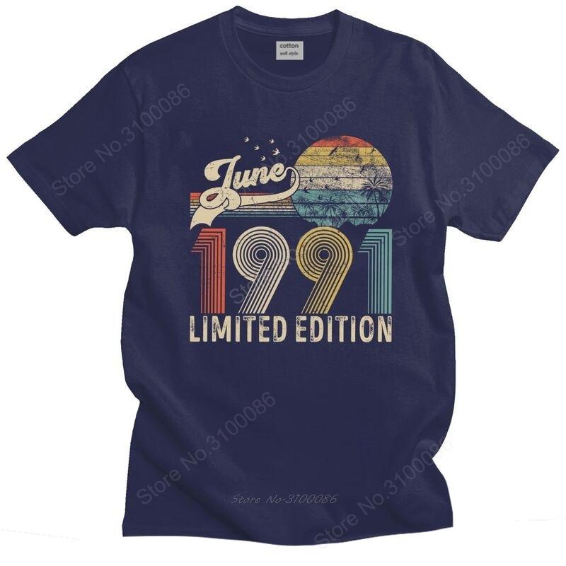 Vintage Established Born In 1991 T Shirt Unisex Short Sleeve Cotton Tshirt Graphic 30 Years Old 30th Birthday Tees Fashion Tshirt
