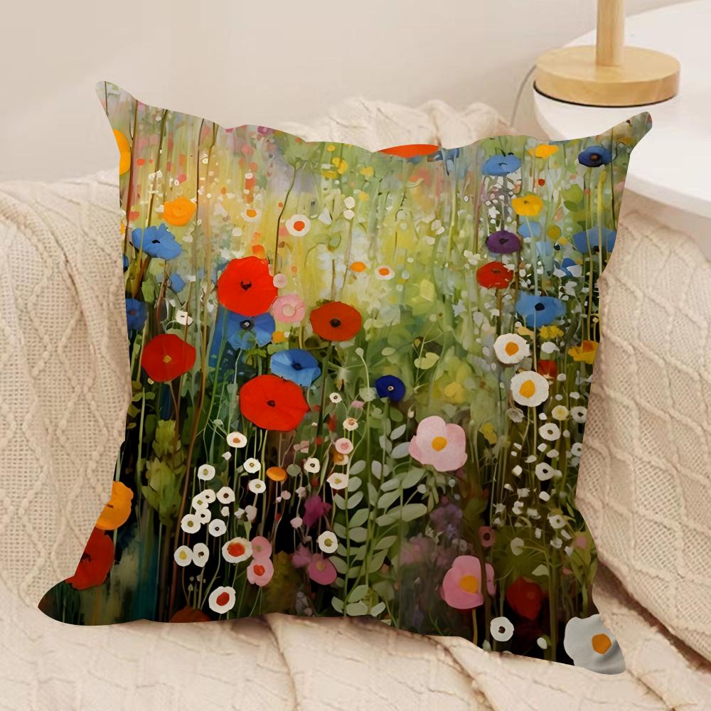 Midsummer Nights Flowers Cushion Cover Silky Short Plush DoubleSided Printed Pillow Case for Sofa All Seasons Home Decor Gift