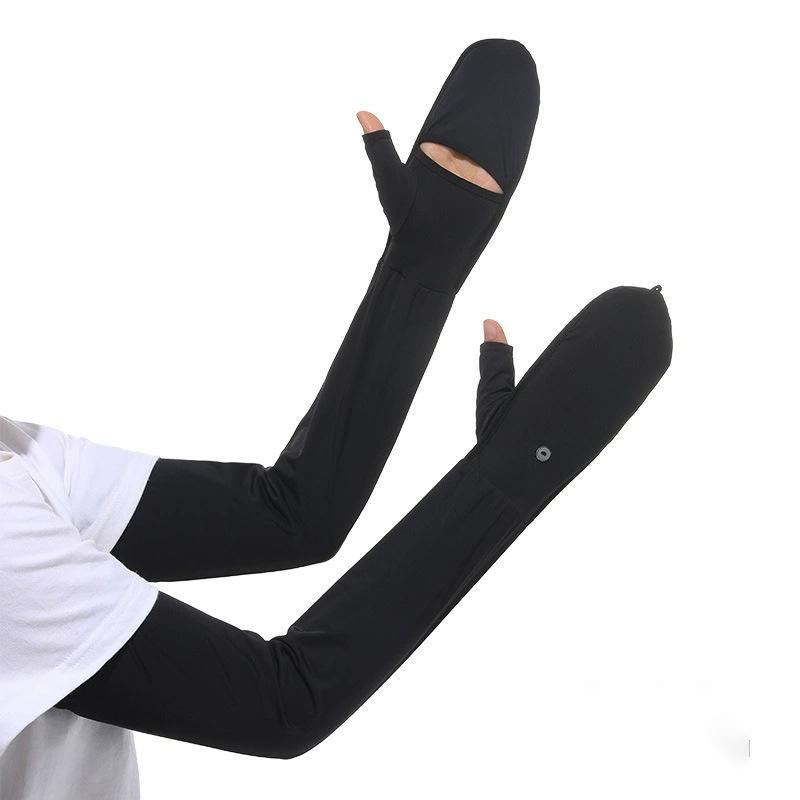 UV Protection Arm Sleeves for Women Mittens Cycling Palm-Cutout Cooling Ice Silk Driving Outdoor Travel Breathable Arm Covers