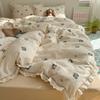 Bedding Set Four-piece Set Princess Wind Seersucker Washed Skin-friendly Breathable Comfortable Bed Sheet Quilt Cover Pillowcase