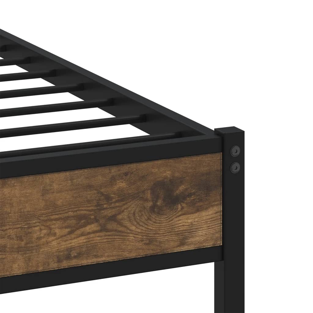 Bed Frame without Mattress with Headboard Smoked Oak Finish 120x190 cm
