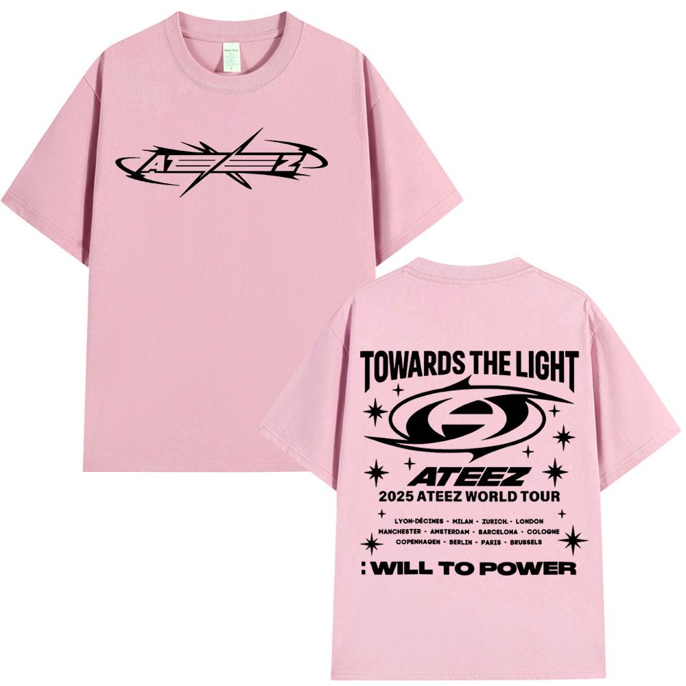 Coreean Kpop 2025 Turneul Mondial Ateez Towards The Light: Tricou Voința de Putere Bărbați Femei Modă Casual Bumbac Tricouri Streetwear