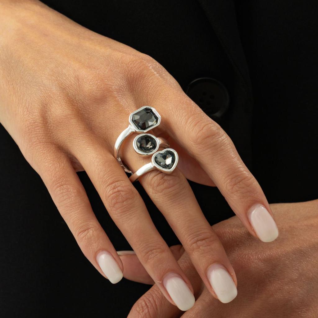 Ensemble de Bagues Carrées Géométriques en Métal et Acrylique Diamanté, Style Mode Luxe Léger