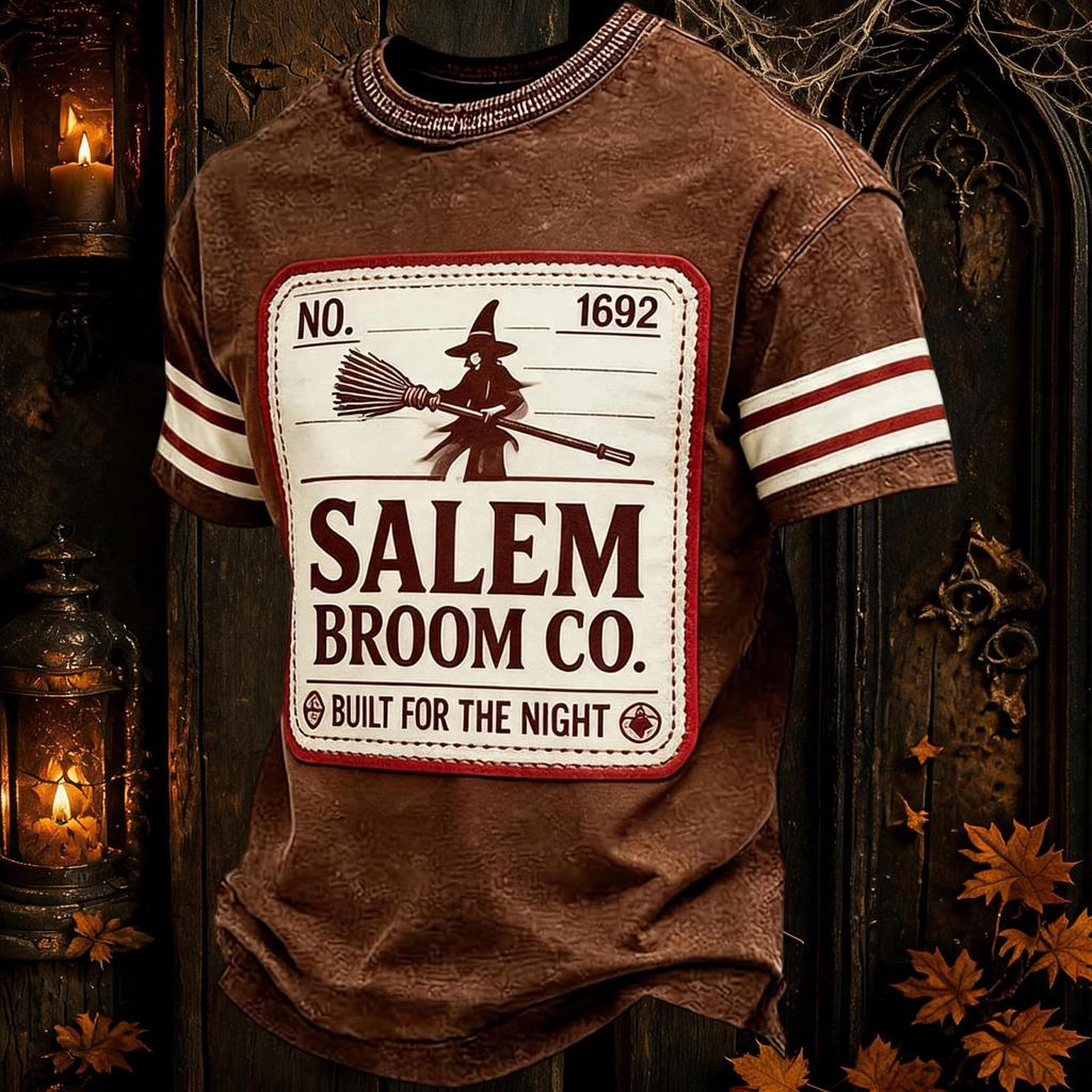 Men's Fall Halloween Short Sleeve T-Shirt Casual Holiday Party Top for Everyday Wear