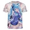Hatsune Miku's Cute Anime 2D Series 3D Printed T-shirts, Fashionable and Versatile Cos Short-sleeved for