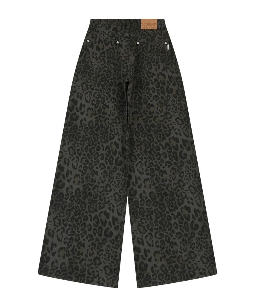 ORDINARY HOLIDAY Leopard Wide Pants [Khaki]