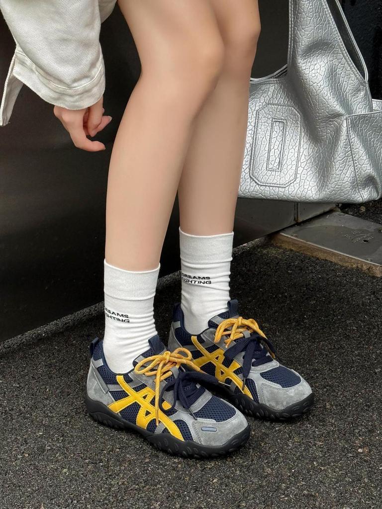 Silver German Training Shoes Women's Inner Height Increase Lace Pearl Spring and Summer Small Mesh Casual Sports Forrest Gump Small Silver Shoes