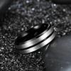 8mm Black Stainless Steel Rings For Men Women Silver Color Brushed Beveled Edge Men Promise Rings Wedding Bands Jewelry