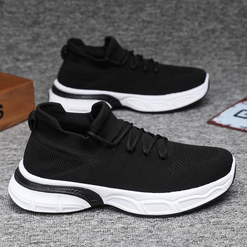 

New men s shoes mesh breathable sports casual fly-woven lace-up student running shoes middle-aged large-size men s shoes 39