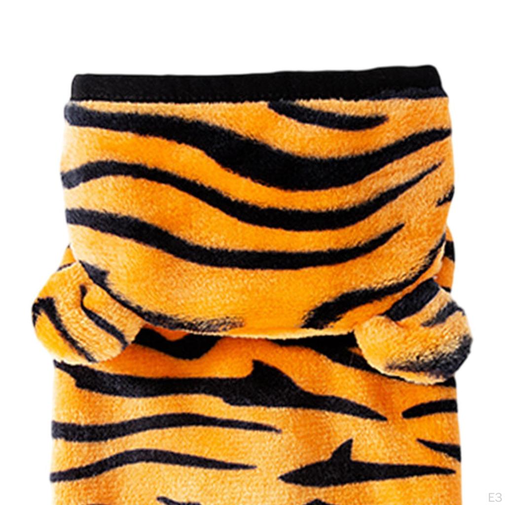 Süßes Katzenkostüm, warme Welpenjacke, weiches Tiger-Transformations-Outfit, Haustierkleidung, warme Hundekleidung für