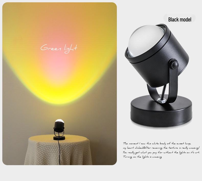 Rotující Stolní Lampa s Vlnkami Vody – Atmosféra Západu Slunce Červená & Noční Světlo
