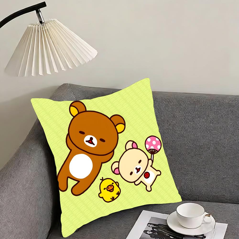 RRilakkuma Cartoon Cushion Cover Pillowcase Ultra Soft Skin Friendly Fabric Cloud Like Comfort  Concealed Zipper