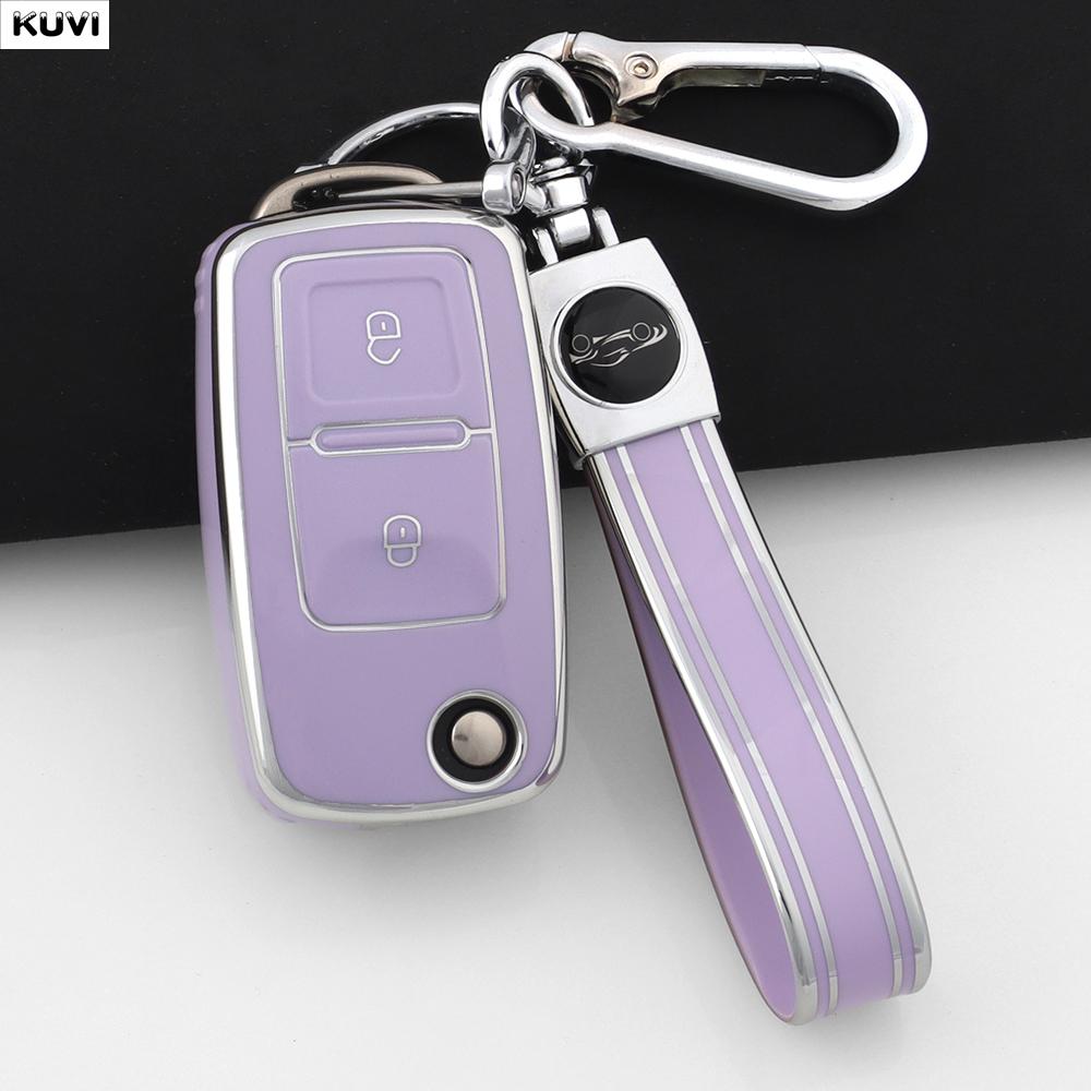 Coque de protection en TPU à 2 boutons pour clé de voiture Pour VW Volkswagen Amarok Polo Golf 4 5 6 MK4 Bora Jetta Altea Alhambra Passat B5 B6 B7