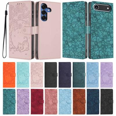 Luxury 3D Embossed Leather Wallet Case For Samsung Galaxy A07 A05 A05S A06 A13 A14 A15 A16 A17 A23 Book Card Holder Phone Cover