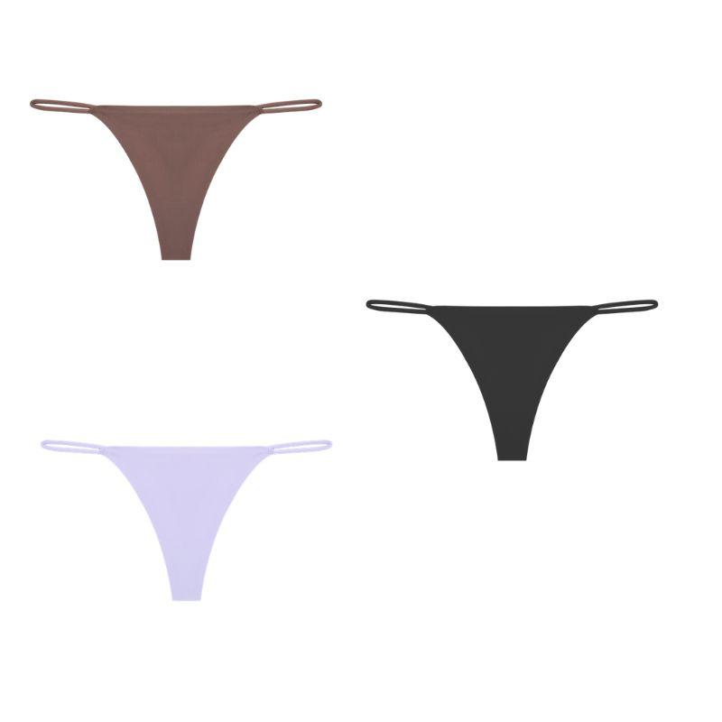 FINETOO ქალის უნაკერო ტრუსები უკვალო საცვლები ქალისთვის სექსუალური კომფორტული თეთრეული ერთი ფერის ტრუსები