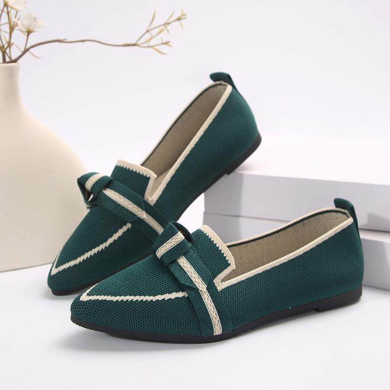 Women's Pointed Toe Bow Loafer Flats, Comfortable Non-Slip Moccasins, Plus Size Spring Fall Shoes
