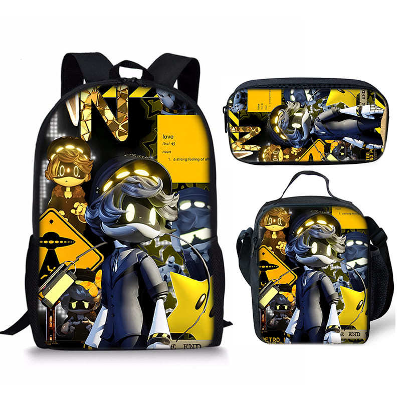 Hip Hop Youthful Novelty Murder Drones 3D Print 3pcs/Set Student Travel Bags Laptop Daypack Backpack Lunch Bag Pencil Case