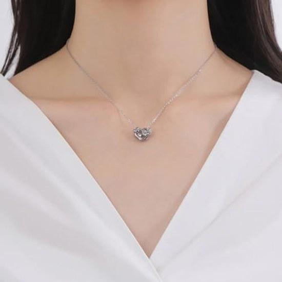 White Clover Kuromi 20th Anniversary Ladies Necklace Dancing Stone Sanrio Characters Silver 925 Surgical Stainless Steel 316L Cubic Zirconia Heart
