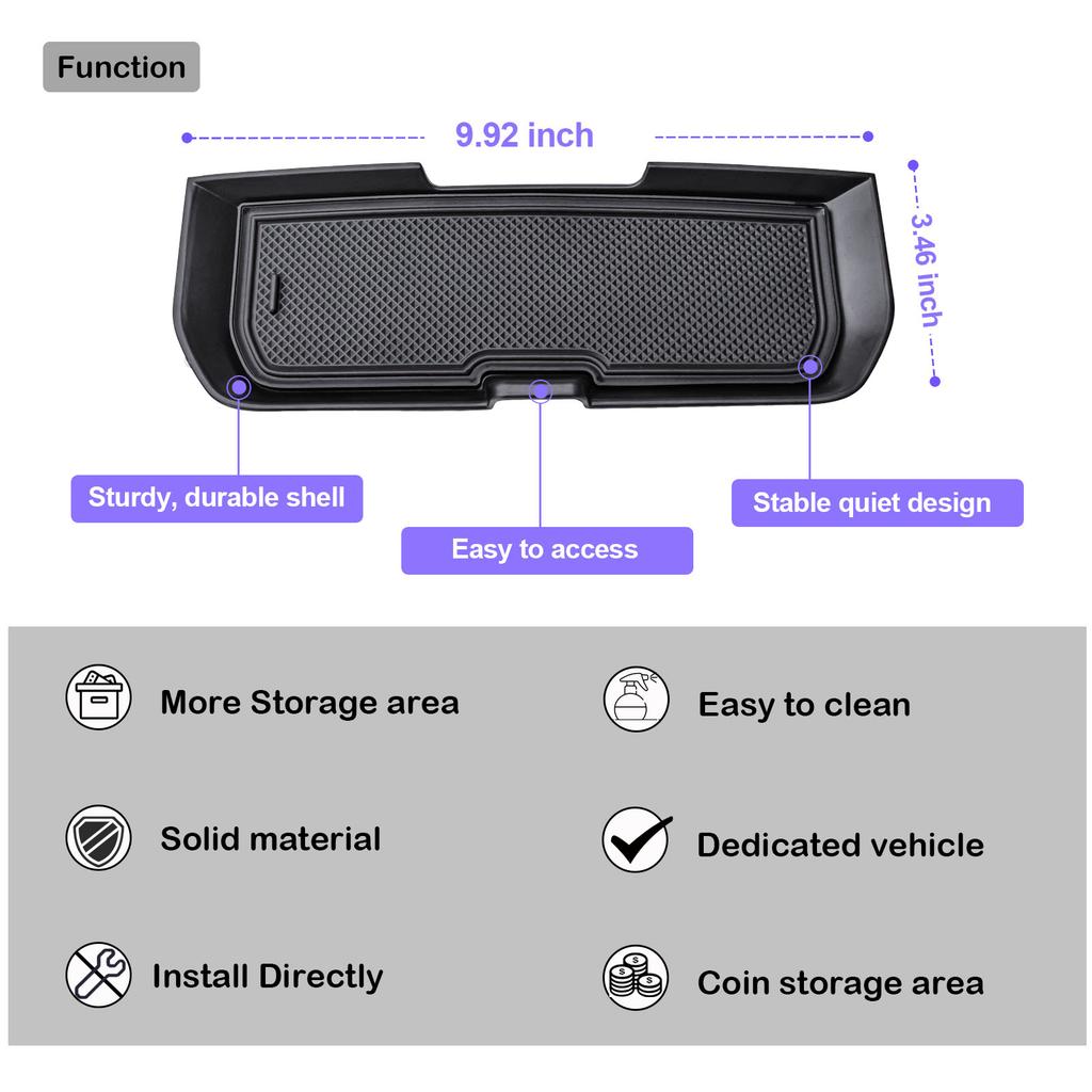 Center Console Dashboard Storage Organizer for 2019-2026 Dodge RAM 1500 Behind Screen 12 inches Dash Board Storage Cover Car Box