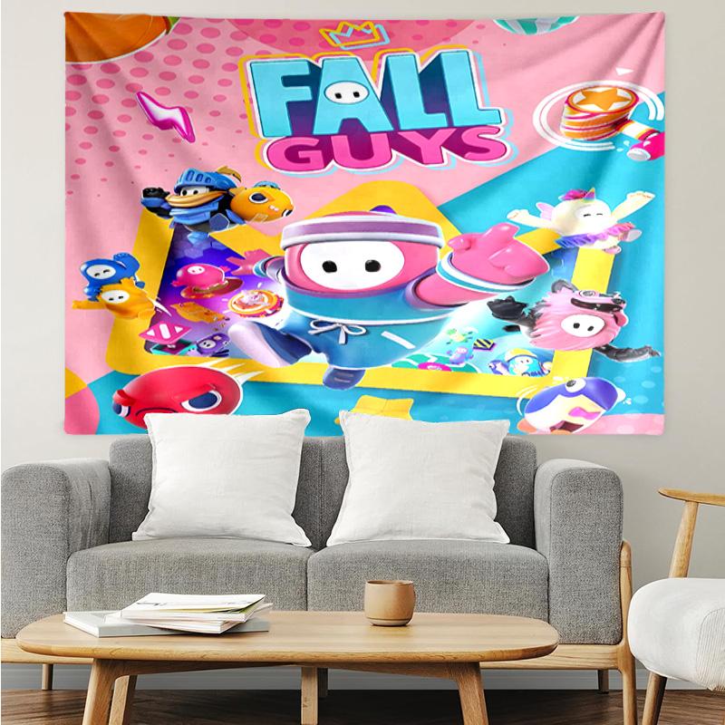Fall Guys game Tapestry for Bedroom Aesthetic Classroom Tapestries Wall Hanging for Living Room Dorm Office,Ideal Creative Gift