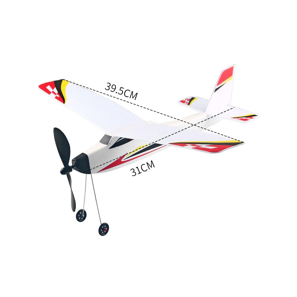 Aircraft Model Toy Foam Aircraft Rubber Band Elastic Drive Flying Glider Aircraft 3D Assembly Aircraft Model Fighter Jet Kids Educational Toy DIY